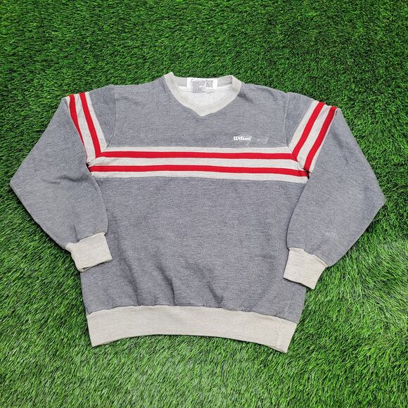 Vintage 90s Wilson Sweatshirt Womens Medium 20x23 Gray - Picture 1 of 15